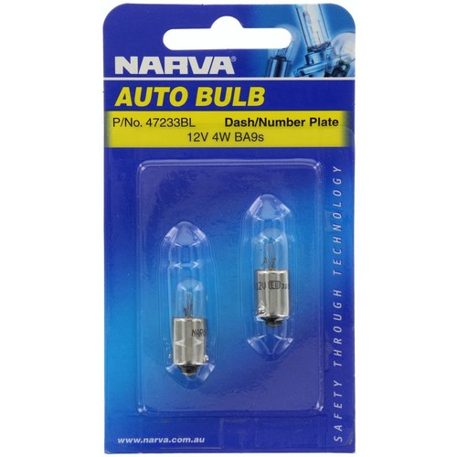 Narva T4W Bayonet BA9s Globe 12V 4W - 47233BL Car Wiring Adapter Car Lighting