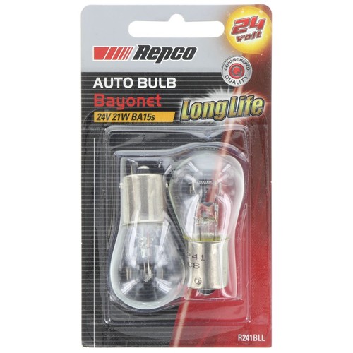 Repco P21W Bayonet Off-set pins Globe 24V 21W BA15s Pack of 2 - R241BLL Adapter