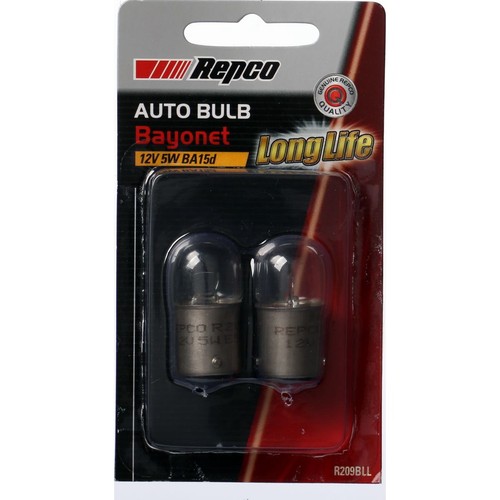 Repco R5W Bayonet Globe 12V 5W BA15d Pack of 2 - R209BLL Car Wiring Adapter