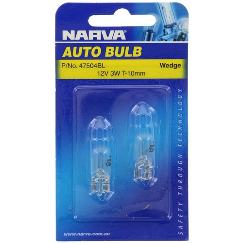 Narva W3W Wedge W2.1x9.5d Globe 12V 3W - 47504BL Car Wiring Adapter Car Lighting