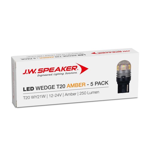 JW Speaker LED Wedge WY21W / T20 12V-24V AMBER 250lm -Trade/ Bulk Pack. - 990126