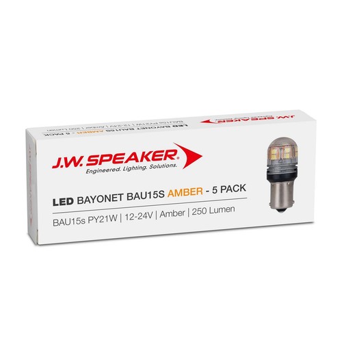 JW Speaker LED Bayonet PY21W BAU15s 12V-24V 250lm AMBER -Trade/ Bulk Pack. - 990