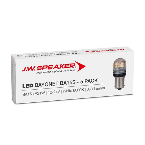 JW Speaker LED Bayonet P21W BA15s 12V-24V 6000K 360lm WHITE -Trade/ Bulk Pack. -