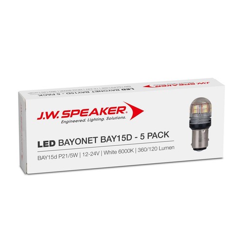 JW Speaker LED Bayonet P21/5W BAY15d 12V-24V White 360/120lm -Trade/ Bulk Pack.