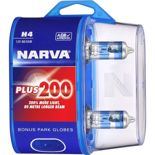Narva H4 Headlight Bulb 12V 60/55W P43T Plus200 Twin Pack - 48392BL2 Car Wiring