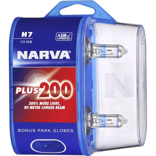 Narva H7 Headlight Bulb 12V 55W Px26D Plus200 Twin Pack - 48396BL2 Car Wiring