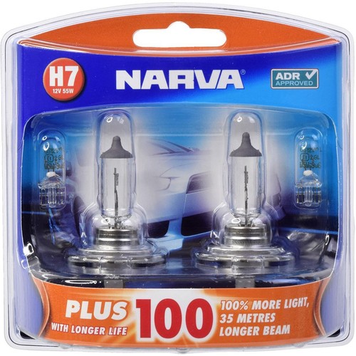 Narva H7 Headlight Bulb Px26D Plus 100 12V 55W 2 Pce - 48339BL2 Car Wiring