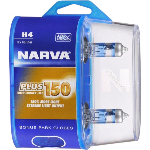 Narva H4 Headlight Bulb 12V P43T Plus150 Twin Pack - 48382BL2 Car Wiring Adapter