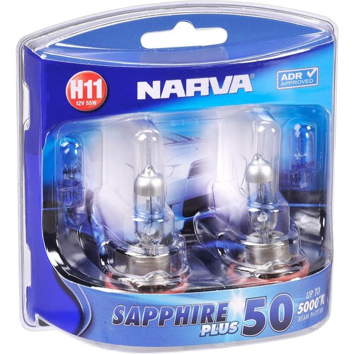 Narva H11 Headlight Bulb 12V 55W Sapphire Plus 50 2 Pce - 48528BL2 Car Wiring