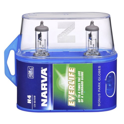 Narva H4 Headlight Bulb 60/55W Everlife 12V 55W 2 Pce - 48889BL2 Car Wiring