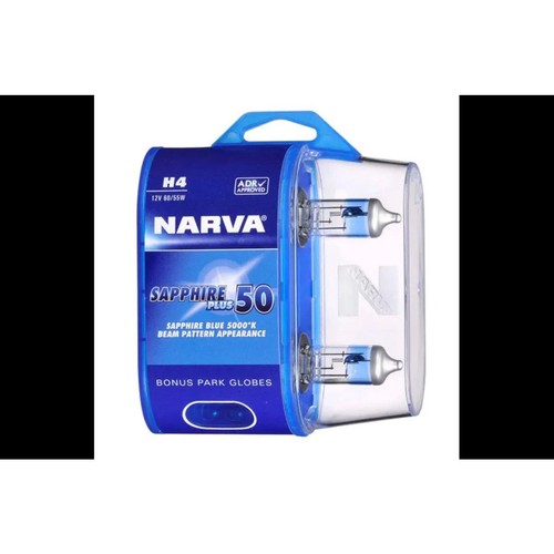 Narva H4 Headlight Bulb 12V 60/55W Sapphire Plus 50 2 Pce - 48522BL2 Car Wiring