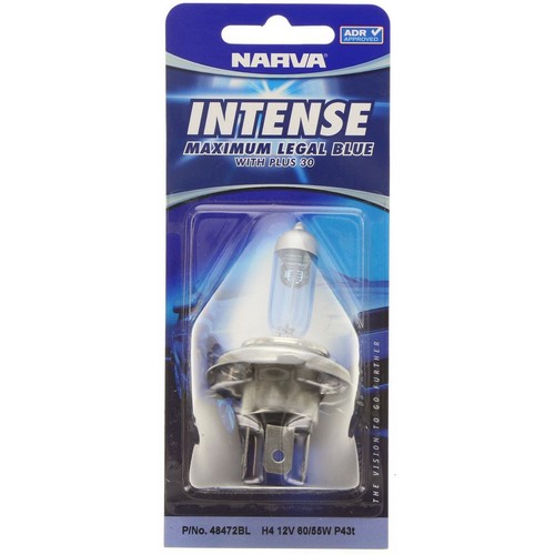 Narva H4 Headlight Bulb P43T 38 Intense Blue Globe 12V 60/55W - 48472BL Adapter
