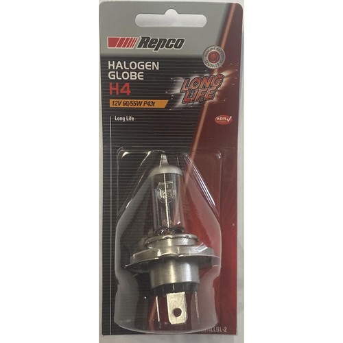 Repco H4 Headlight Bulb Performance Long Life 12V 60/55W P43T38 - RH4LLBL-2 Auto