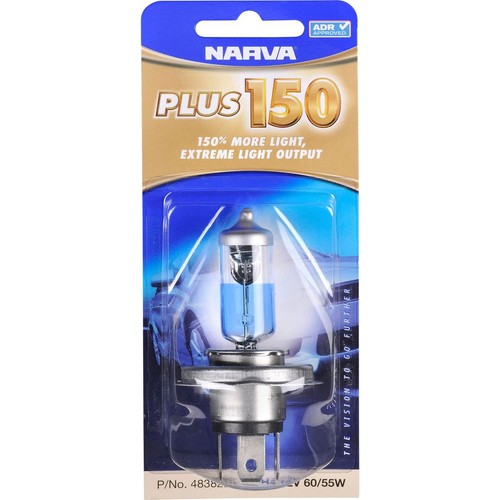 Narva H4 Headlight Bulb 12V P43T Plus150 Single - 48382BL Car Wiring Adapter