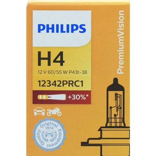 Philips H4 Headlight Bulb 12V 60/55W Plus 30 P43T38 - 12342PR Car Wiring Adapter