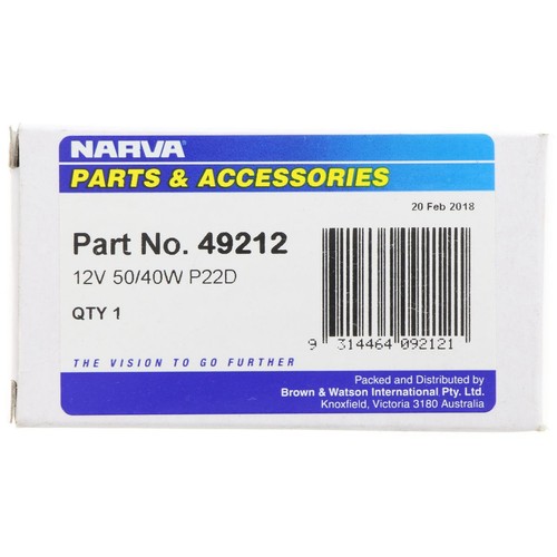 Narva R2 P22D Globe 12V 50/40W - 49212 Car Wiring Adapter Car Lighting Auto Part