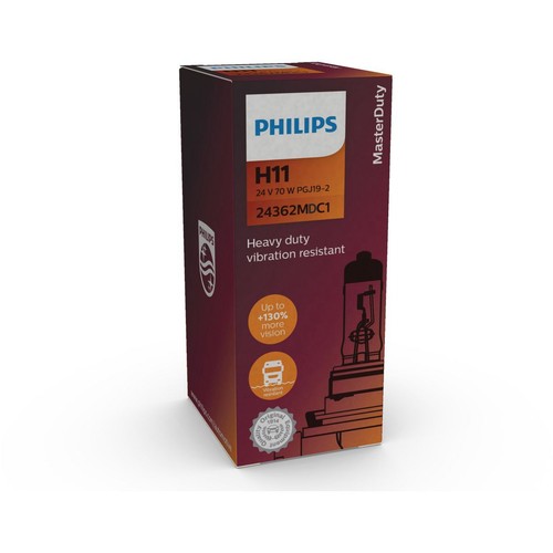 Philips H11 Headlight Bulb Masterduty 24V 70W Pgj192 1 Pce - 24362MD Auto