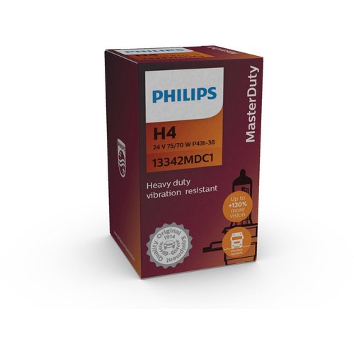 Philips H4 Headlight Bulb Masterduty 24V H4 75/70W P43T 38 1Pc - 13342MD Auto