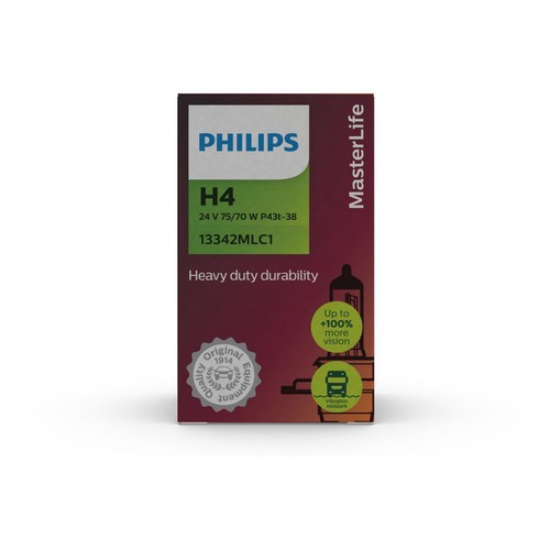 Philips H4 Headlight Bulb 24V 75/70W Long Life 1 Pce - 13342ML Car Wiring