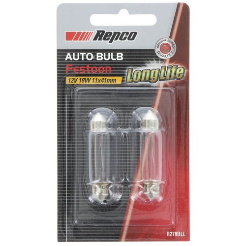 Repco 11X41 Festoon Globe 12V 18W SV8.5-8 Pack of 2 - R278BLL Car Wiring Adapter