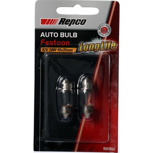 Repco 10X31 Festoon Globe 12V 10W Pack of 2 - R269BLL Car Wiring Adapter