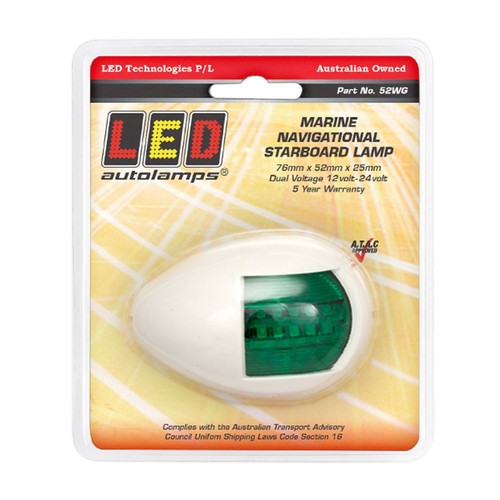 LEDAUT 12/24V LED Marine Navigation Starboard Lamp - 52WG Auto