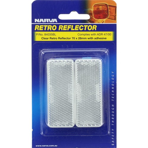 Narva Reflector Rectangle Clear 28 x 70mm - 2 Pce - 84035BL Auto Part