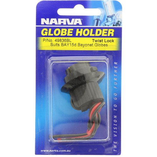 Narva Globe Holder BA15d Push Lock Pre Wired - 1 Pce - 49836BL Car Lighting