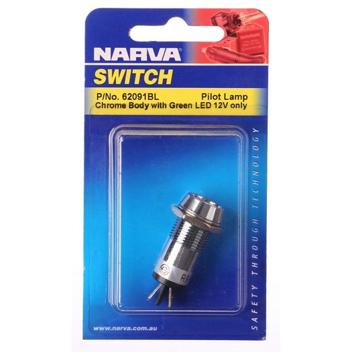 Narva Pilot Light LED Green 12v Blade Terminals - 62091BL Car Wiring Adapter