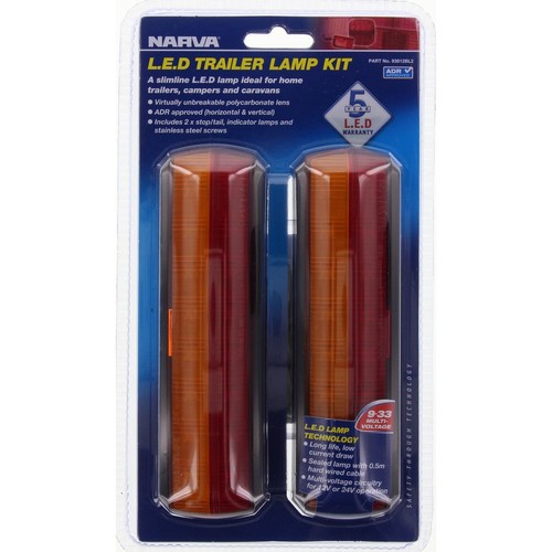 Narva MDL38 Stop/Tail/Indicator Red-Amber Lens LED 10 to 30V - 2 Pce - 93812BL2