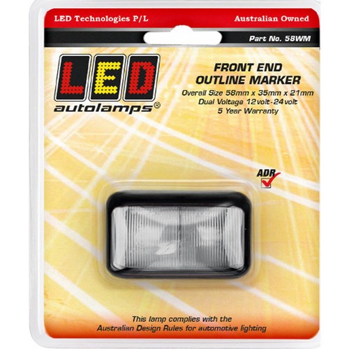 LED Autolamps 10/30V Front Outline Position Marker With 2 White LED Blister Pack