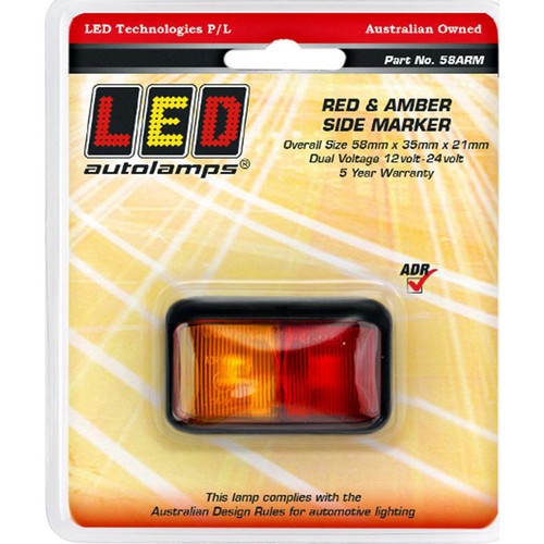 LED Autolamps 10/30V Side Marker Red Amber Blister Pack - 58ARM Car Wiring