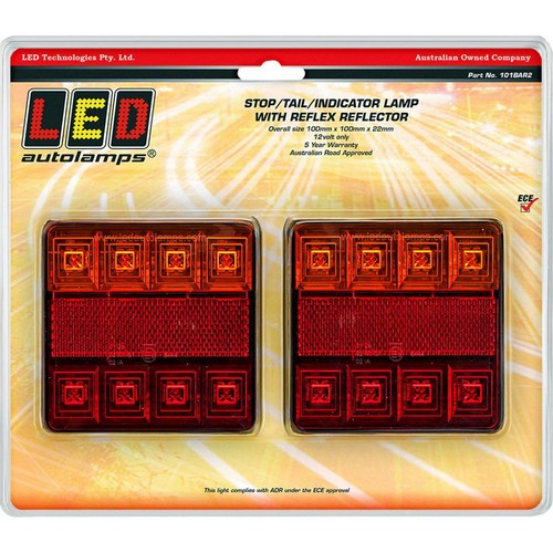 LED Autolamps 12V LED Stop/Tail/Indicator Lamps With Reflector Twin Blister - 10