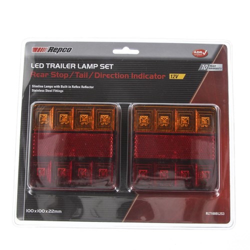 Repco 12V LED Rear Combination Lamp Stop / Tail / Indicator Pair 100x100x25mm -