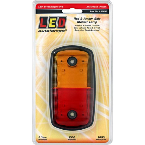 LED Autolamps 12/24V Amber/Red Side Marker Light Blister Pack - 69ARM Auto