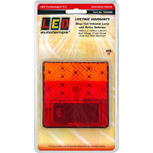 LED Autolamps Multi Volt Stop/Tail/Indicator Lamp With Reflex Reflectors Grey Ba