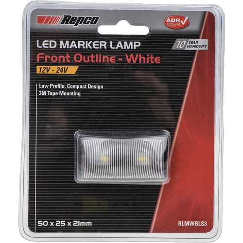 Repco 12-24V LED White Front Marker Lamp 58x35x25mm - RLMWBLS3 Car Wiring