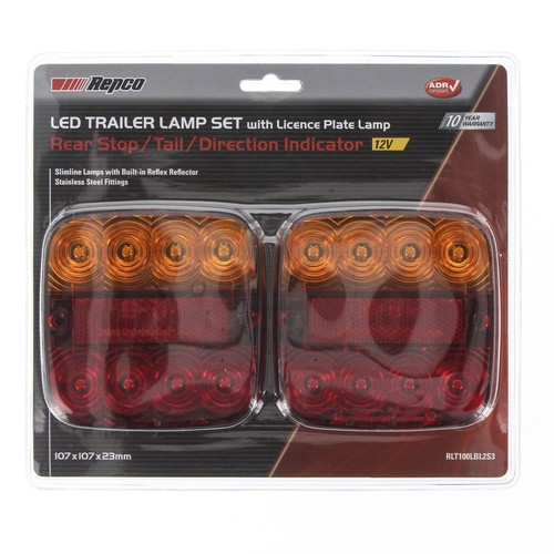 Repco 12V LED Rear Combination Lamp Stop / Tail / Indicator / Licence Plate Pair