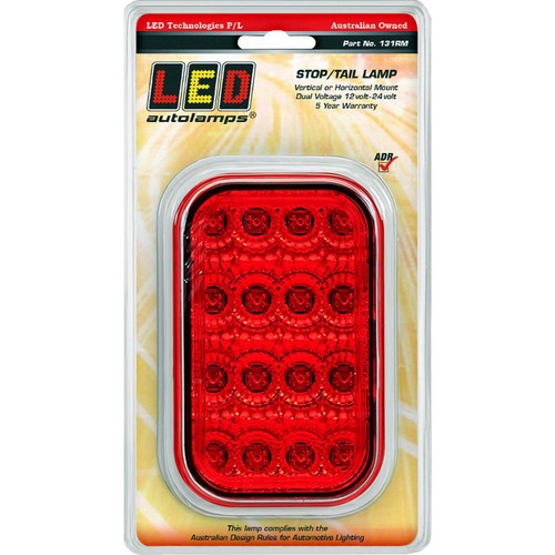 LED Autolamps Multi Volt Stop/Tail Lamp With Red Lens And Chrome Reflector - 131