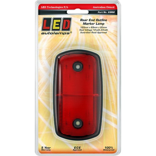 LED Autolamps Rear End Outline Marker Red 12/24 VOLT, 120 X 69 X 20mm, Blister -