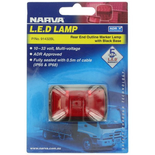 Narva Rear Marker Light Red LED 9 to 33V - 91432BL Car Wiring Adapter Auto Part