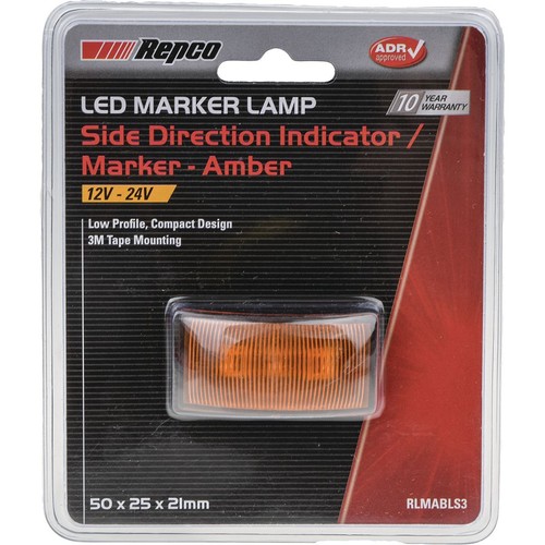 Repco 12-24V LED Amber Side Marker Lamp 58x35x25mm - RLMABLS3 Car Wiring Adapter
