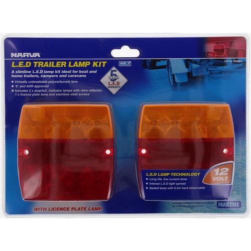 Narva MDL34 Stop/Tail/Indicator Light With Licence Plate Lamp LED 12V - 2 Pce -