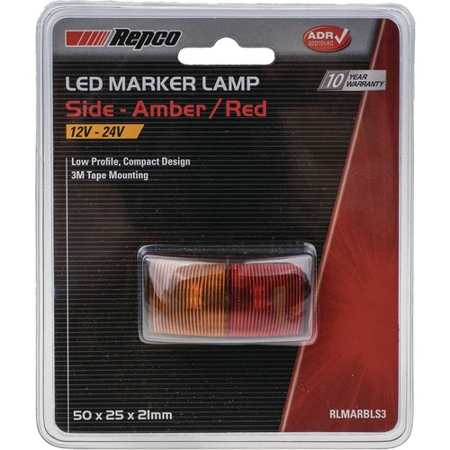 Repco 12-24V LED Amber/Red Side Marker / Indicator Lamp 58x35x25mm - RLMARBLS3
