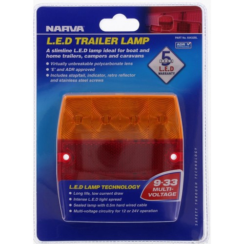 Narva Stop/Tail/Indicator Light LED 9 to 33V - 93432BL Car Wiring Adapter