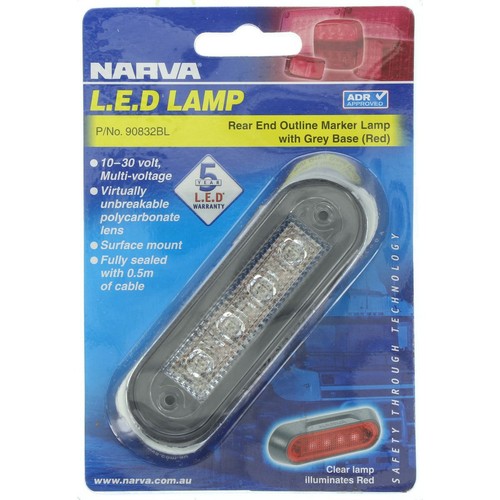 Narva Rear Marker Light Red LED 9 to 33V - 90832BL Car Wiring Adapter Auto Part