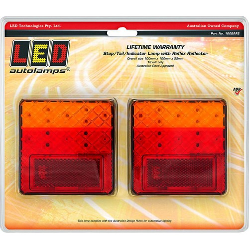 LED Autolamps 12V LED Stop/Tail/Indicator Light With Reflex Reflector Twin Blist
