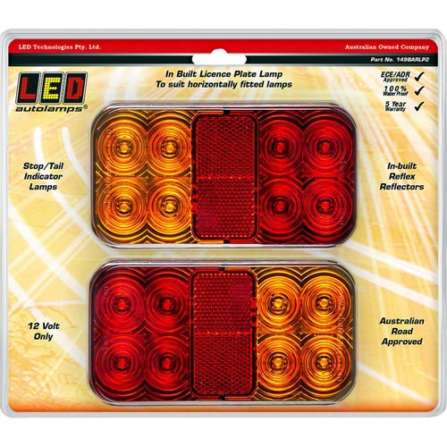 LED Autolamps 12V Stop/Tail/Indicator/Licence Plate Lamp With Reflector Twin Bli