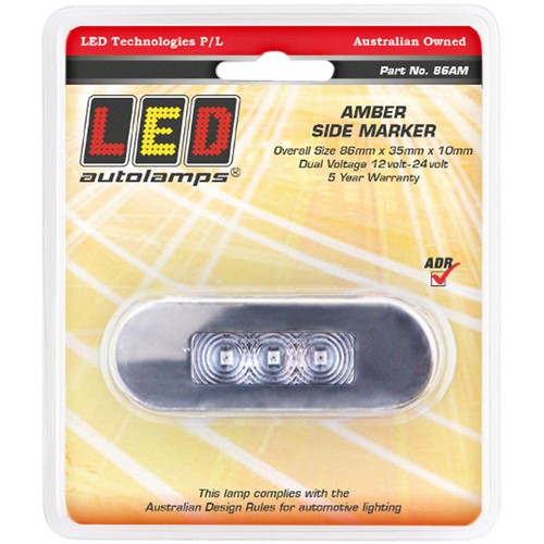LED Autolamps 12/24V Amber Marker Clear Lens Coloured LEDs Stainless Steel Bezel