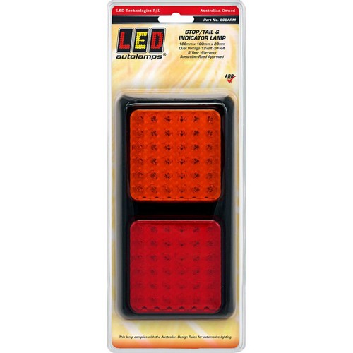 LED Autolamps Multi Volt Stop/Tail/Indicator Assembly 72 LEDs With Black Bracket